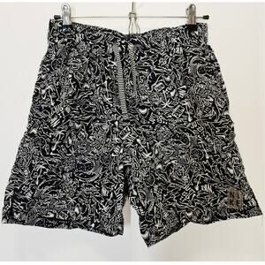 Nike Shark Men's‎ Black Shark Icon 6.5" Volley Print Board Trunks Size Small